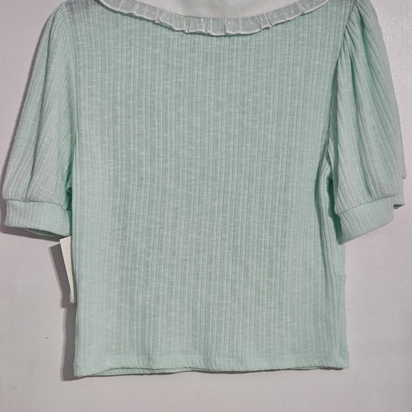 Lily Star Girl Mint&White  Tee With Baby Collar Size M New With Tag - Picture 11 of 11